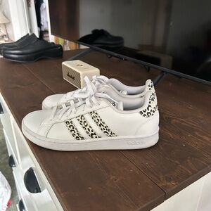 Adidas White Sneakers with Animal Print